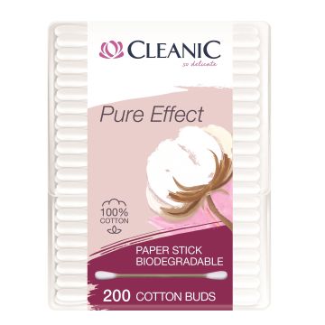 Cleanic Pure Effect Биоразградими клечки за уши х200 броя, правоъгълна кутия