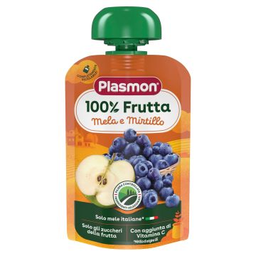 Plasmon Закуска ябълка с боровинка за деца от 6-ия месец x100 грама - 2462
