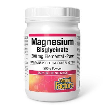 Магнезий бисглицинат 200 mg Pure, прах х290 грама Natural Factors