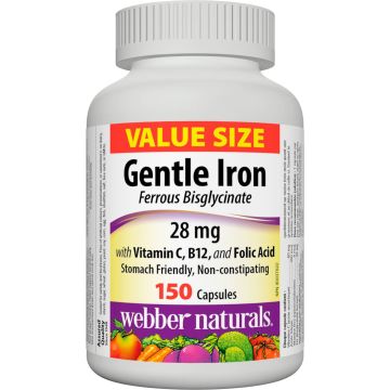 Gentle Iron Желязо с витамин С, В12 и фолиева киселина х150 капсули Webber Naturals