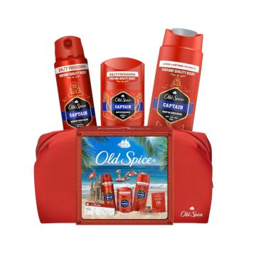 Old Spice Промо комплект за мъже Captain Душ гел, Део спрей и Део стик + несесер
