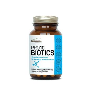 Pro10 Biotics Пробиотик с 10 пробиотични щама 500 мг x60 капсули Herbamedica