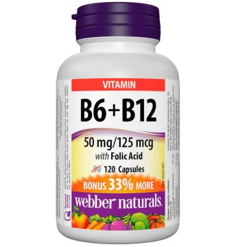Витамин В6 и витамин В12 с Фолиева киселина х120 капсули Webber Naturals