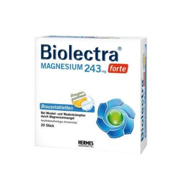 Биолектра Магнезий Форте за мускулите и нервната система с вкус на портокал 243 мг x20 ефервесцентни таблетки