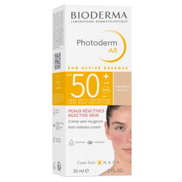 Bioderma Photoderm AR Слънцезащитен крем с изравняващ и успокояващ ефект SPF50+ за кожа, склонна към зачервявания x30 мл, Natural