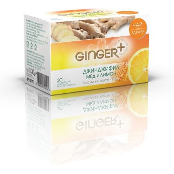 Ginger+ Джинджифил, мед и лимон х20 индивидуално опаковани филтърни пакетчета с конец