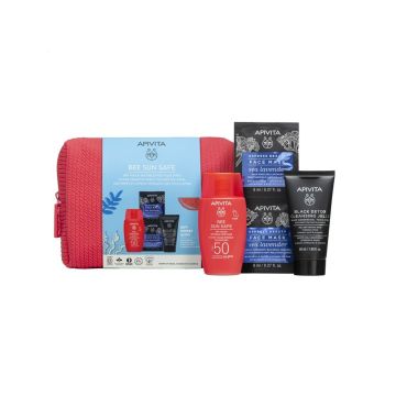 Apivita Bee Sun Safe Комплект за лице Слънцезащитен флуид SPF50, Хидратираща маска и Почистващ гел