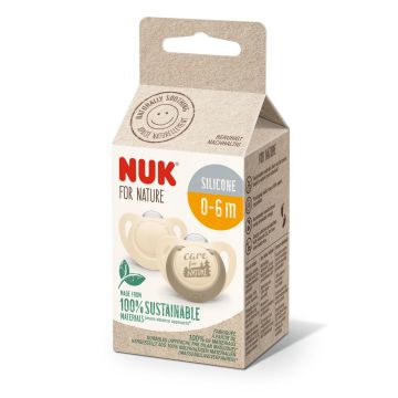 Nuk For Nature Силиконова залъгалка 0-6 месеца x2 броя,  крем 175295