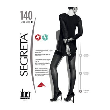 Segreta 140 Autoreggente AF, 7/8 Самозадържащи се дамски чорапи със средно-силна компресия, цвят Nero, размер 3 х1 брой