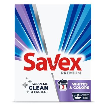 Savex Whites & Colors Прах за пране за бели и цветни дрехи x0.400 кг, 4 пранета