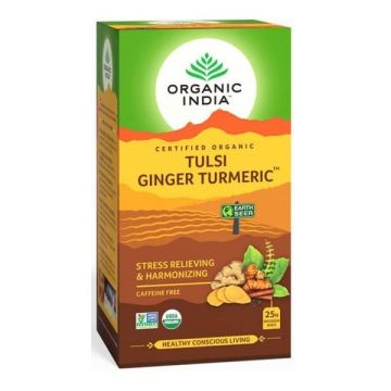 Tulsi Чай с куркума и джинджифил х25 филтърни торбички Organic India