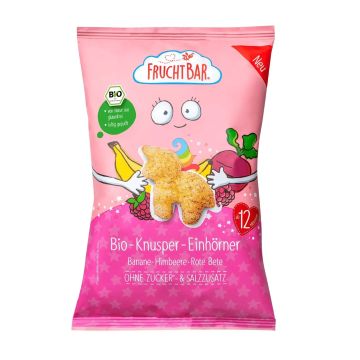 FruchtBar Био снакс - Еднорози с малина, банан и червено цвекло 12+ месеца x30 грама