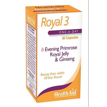Роял 3 Вечерна иглика, пчелно млечице и женшен х30 капсули Health Aid