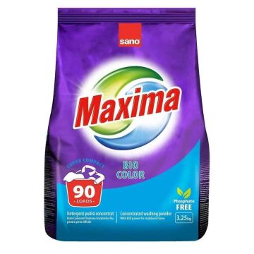 Sano Maxima Bio Color Концентриран прах за пране за премахване на упорити петна x3.250 кг, 90 пранета