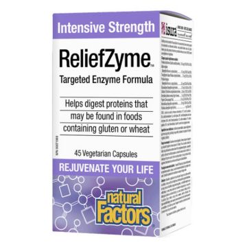Intensive Strength ReliefZyme Ензимна формула за естествена стомашно-чревна функция 295 мг х45 V-капсули Natural Factors