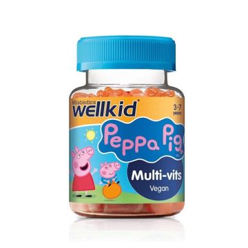 Wellkid Peppa Pig Мултивитамини с вкус на ягода за деца от 3 до 7 години х30 желирани таблетки Vitabiotics