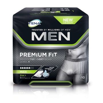 Tena Men Premium Fit Maxi Level 4 Защитно бельо за мъже със средна инконтиненция, размер L х10 броя