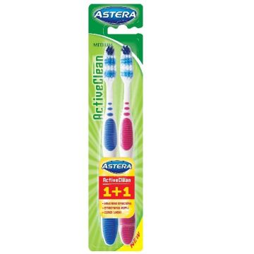 Astera Activ Clean Medium Четка за зъби х 2 броя