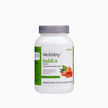 Vedistry Haldi+ Куркума + Дълъг пипер срещу инфекции и ставни проблеми x60 таблетки Charak