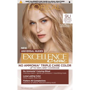 Loreal Paris Excellence Universal Nudes Безамонячна боя за коса, 9U Universal Very Light Blonde