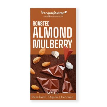 Benjamissimo Roasted Almond Mulberry Био веган шоколад с печени бадеми и черница х60 грама