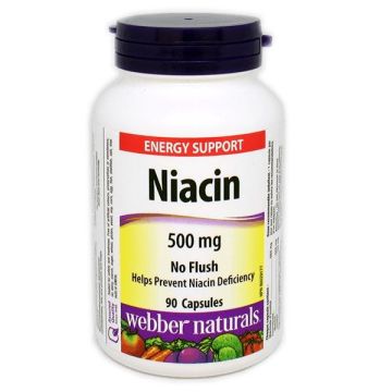 Ниацин, Витамин B3 без зачервяване х90 капсули Webber Naturals