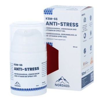 KSM-66 Anti-Stress при тревожност, лошо настроение и умора, Спрей-гел за уста х50 мл Nordaid