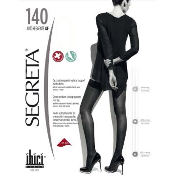 Segreta Autoreggente AF 140 Силиконови дамски чорапи със средна компресия, цвят Nero, размер 5 х1 брой
