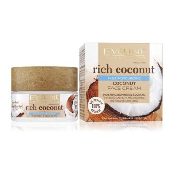 Eveline Rich Coconut Мулти хидратиращ крем за лице с био кокос за всеки тип кожа x50 мл