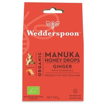 Wedderspoon Био дропс с мед от манука и джинджифил х20 броя