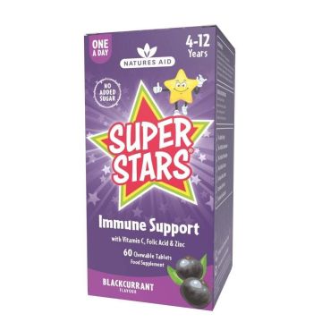 Super Stars Имуно сироп с черен бъз за деца x60 дъвчащи таблетки Natures Aid