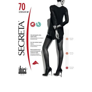 Segreta 70 Силиконови дамски чорапи със средна компресия, цвят Nero, размер 4 х1 брой