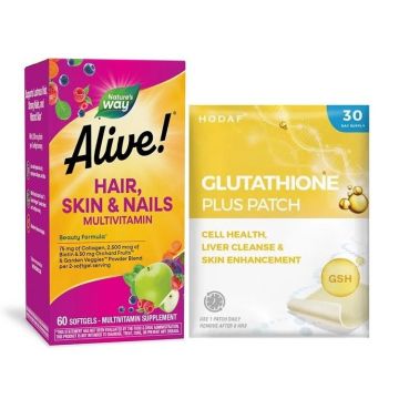 Промо комплект Nature's Way Alive Мултивитамини за коса, кожа и нокти + подарък Пластири за детоксикация с глутатион