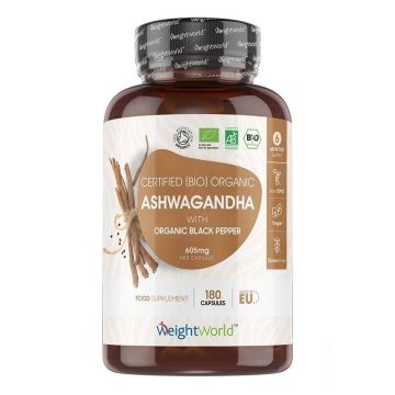 Ашваганда с черен пипер, Био 605 mg х180 капсули Weight World