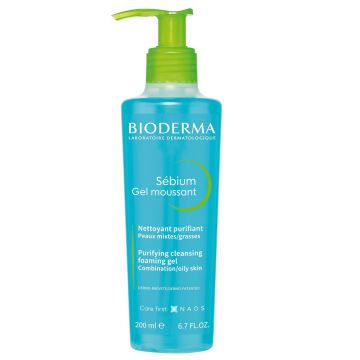 Bioderma Sebium Ежедневен измиващ гел за мазна и акнеична кожа x200 мл