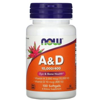 Витамин А и D 10000/400 IU х100 софтгел капсули Now Foods
