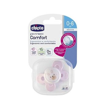 Chicco Physio Comfort 0% BPA Силиконова залъгалка с кутия за бебета 0-6 месеца розова х1 брой - 74911.11