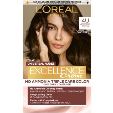 Loreal Paris Excellence Universal Nudes Безамонячна боя за коса, 4U Universal Brown