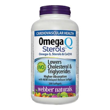Omega Q Sterols Oмега-3, растителни стероли и коензим Q10 х200 софтгел капсули Webber Naturals