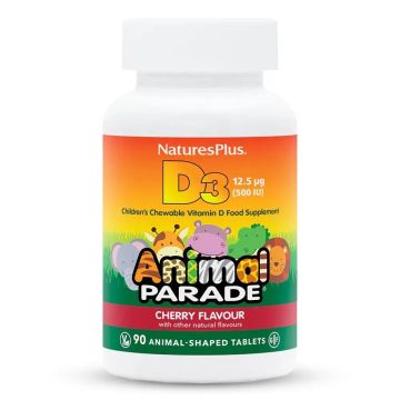 Витамин Д3 500 IU за деца с вкус на череша x90 дъвчащи таблетки, Animal Parade