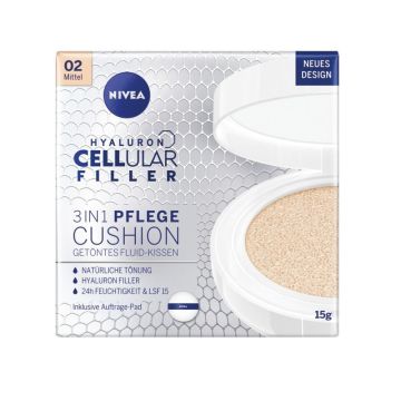 Nivea Hyaluron Cellular Filler 3in1 Cushion Фон дьо тен за лице x15 грама,  Medium