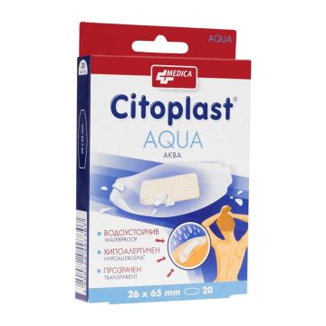 Medica Citoplast Aqua Прозрачни пластири за малки повърхностни рани 26х65 мм х20 броя