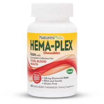 Hema Plex Витамини при анемия и нисък хемоглобин х60 дъвчащи таблетки Natures Plus