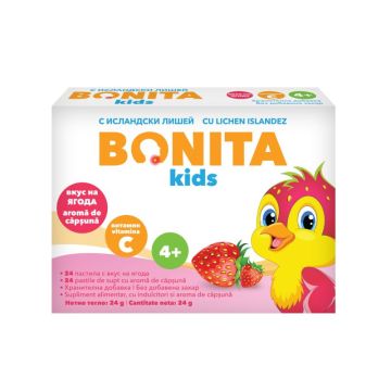 Bonita Kids Пастили за гърло с вкус на ягода х24 пастила Vedra