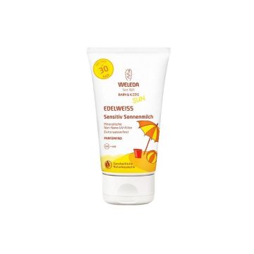 Weleda Sun Baby & Kids Слънцезащитен лосион с еделвайс за чувствителна кожа SPF 30 x150 мл