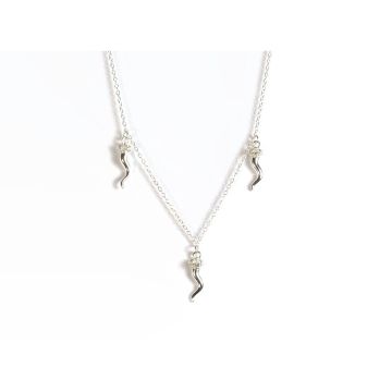 Farma Bijoux Хипоалергенно колие с три сребърни рога за късмет