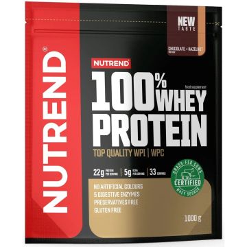 100% Whey Протеин с вкус на шоколад с лешник х1000 г Nutrend