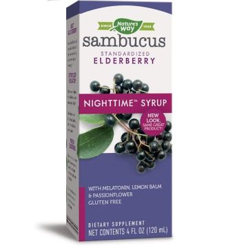 Sambucus Night Time Сироп с черен бъз и  мелатонин х120 мл Nature's Way