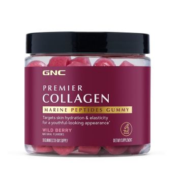 Premier Collagen Колаген морски пептиди с вкус на горски плодове x90 желирани бонбона, GNC
