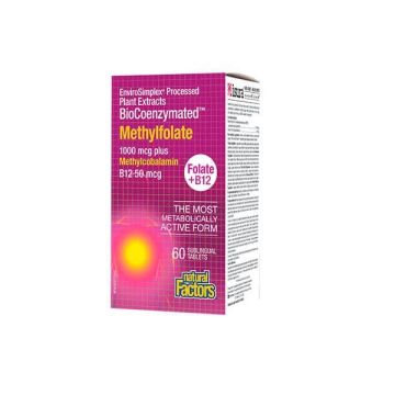 Фолиева киселина (метилфолат) 1000mcg + Витамин В12 50mcg х60 таблетки Natural Factors